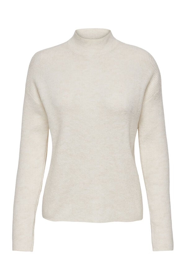 JDY Jersey liso de manga larga beige