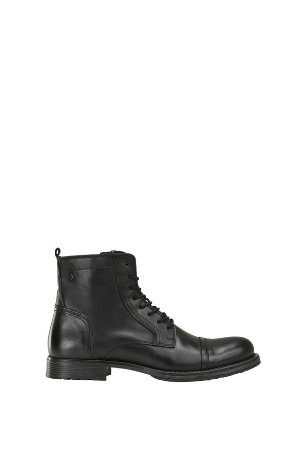Jack & Jones Botas de pele com atacadores preto
