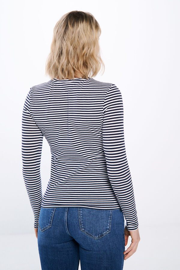 Springfield Camiseta justa riscas em lurex azul