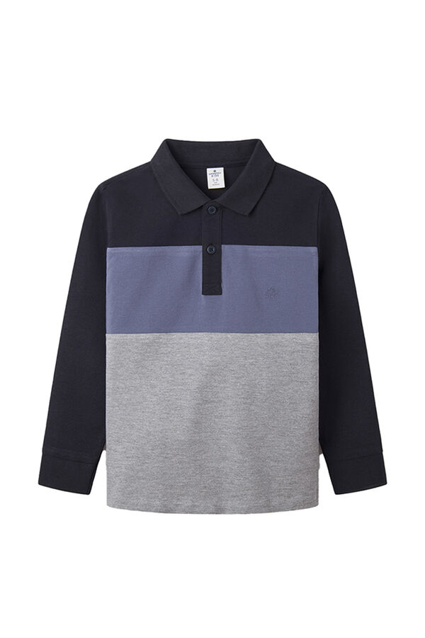 Springfield Polo color block manga larga niño navy