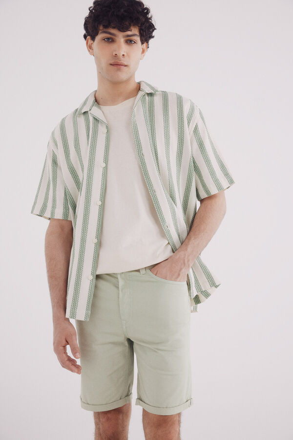 Springfield Bermuda color ligera lavada slim fit kaki