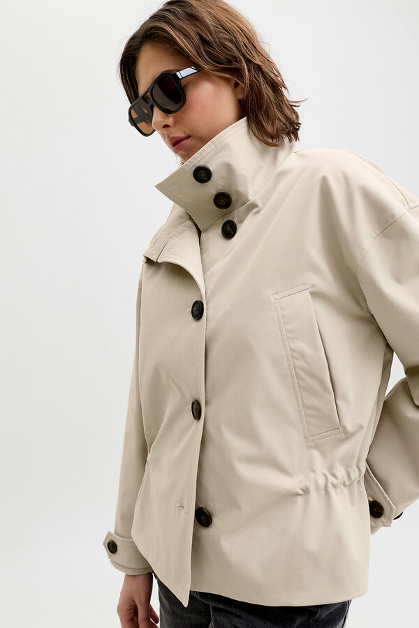 Jack & Jones Casaco curto em tecido liso regular bege