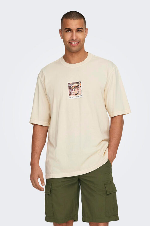 Only & Sons Camiseta manga curta com estampa nas costas branco