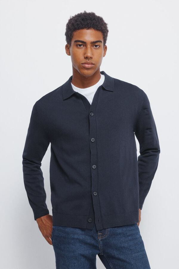 Springfield C&aacute;rdigan cuello polo botones azul