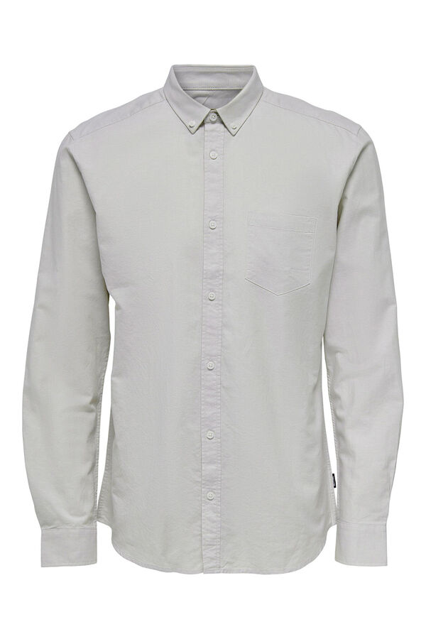 Only & Sons Camisa de manga comprida Oxford cinzento