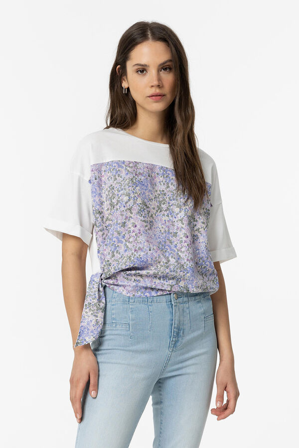 Tiffosi Camiseta Combinada con Nudo blanco
