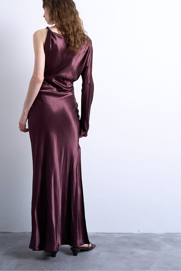 Topshop Vestido midi de um ombro s&oacute; rosa