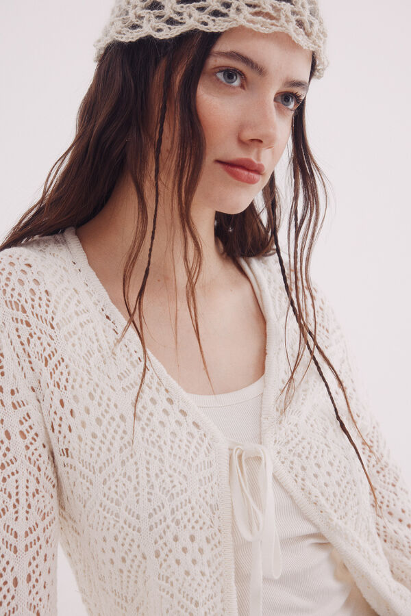 Springfield Cardigan largo punto pointelle nude