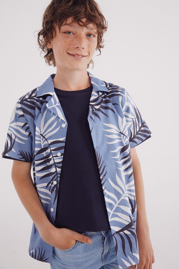 Springfield Kids Camisa palmeira para meninos azul