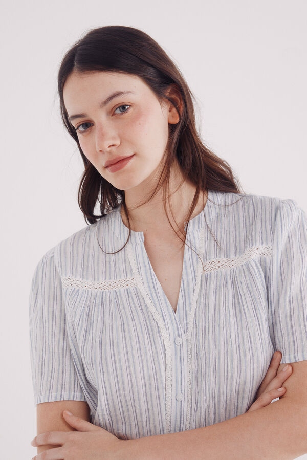 Springfield Blusa rom&acirc;ntica la&ccedil;o verde