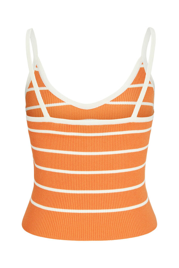 Jack & Jones Top rib de riscas de mulher vermelho