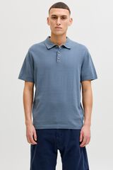 Jack & Jones Polo de malha regular fit em algod&atilde;o cinzento