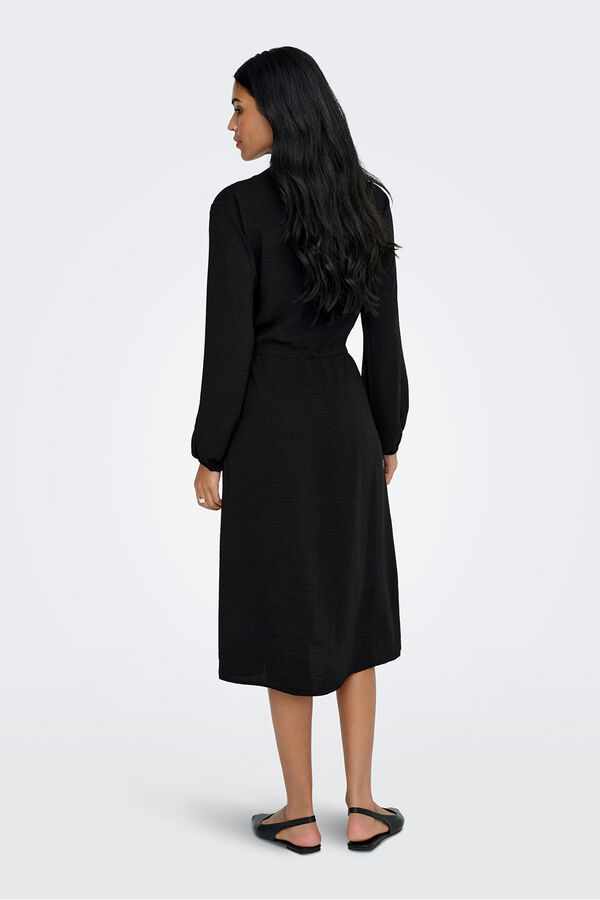JDY Vestido midi manga larga negro