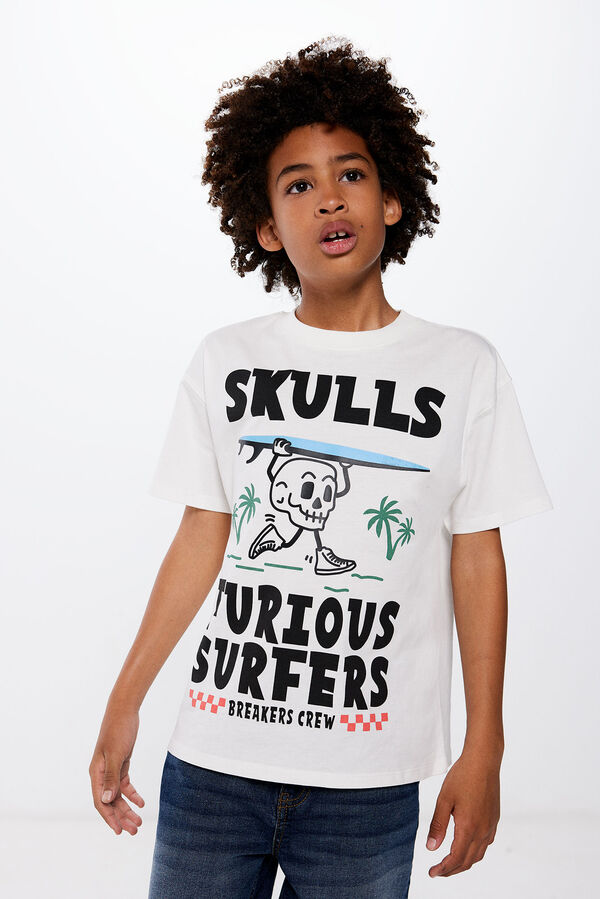 Springfield Kids T-shirt "furious surfers" rapaz bege
