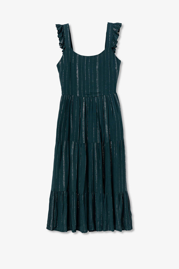 Tiffosi Vestido estampado com folhos verde