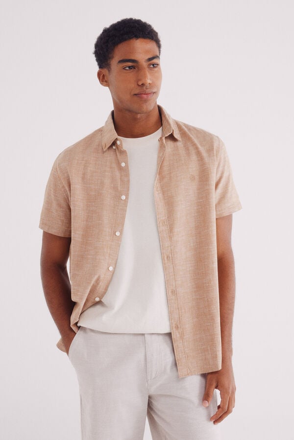 Springfield Bermuda Chambray Comfort Slim Fit bege