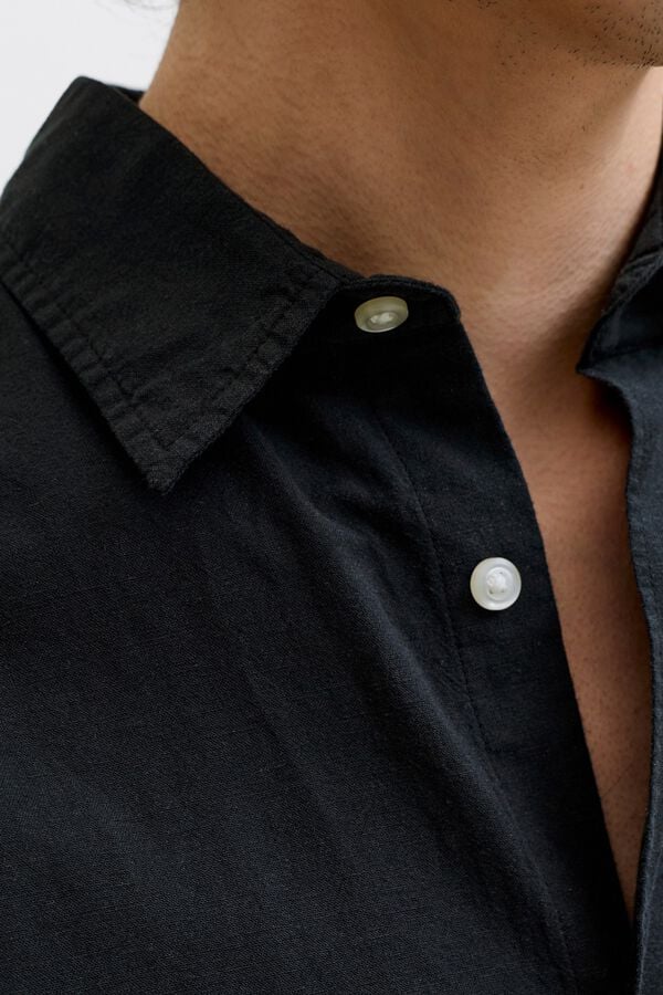 Jack & Jones Camisa regular fit lino negro