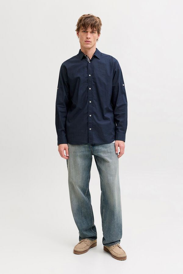 Jack & Jones Camisa manga comprida em algod&atilde;o azul