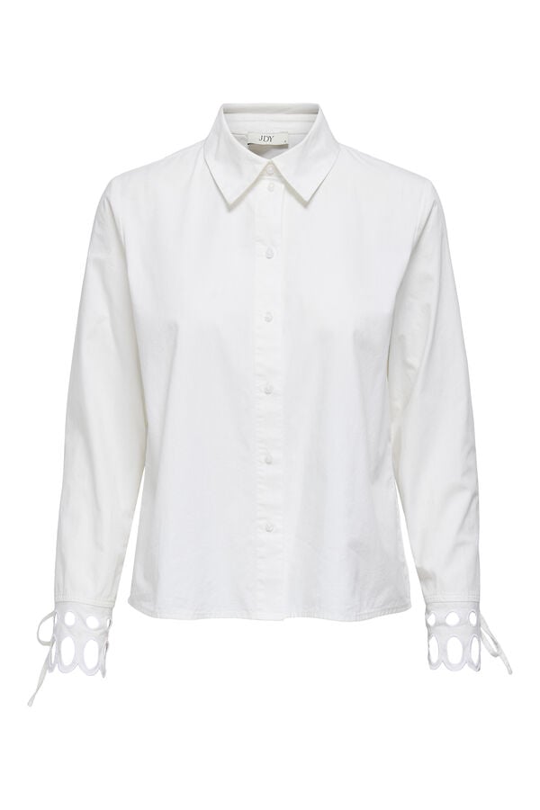 JDY Camisa de manga larga con cierre de botones frontales blanco
