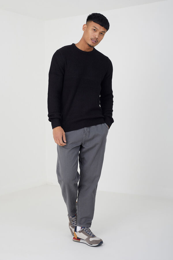 Brave Soul Jersey de punto con cuello redondo negro