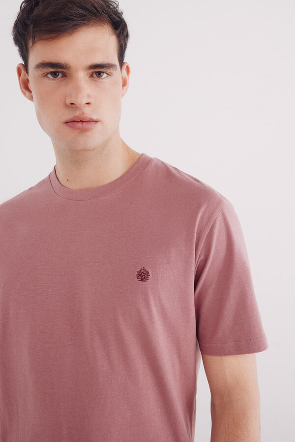 Springfield Camiseta básica com gola redonda vermelho