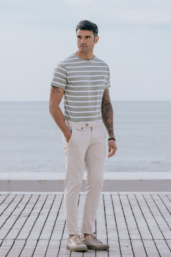 Celopman Camiseta listrada tecida verde