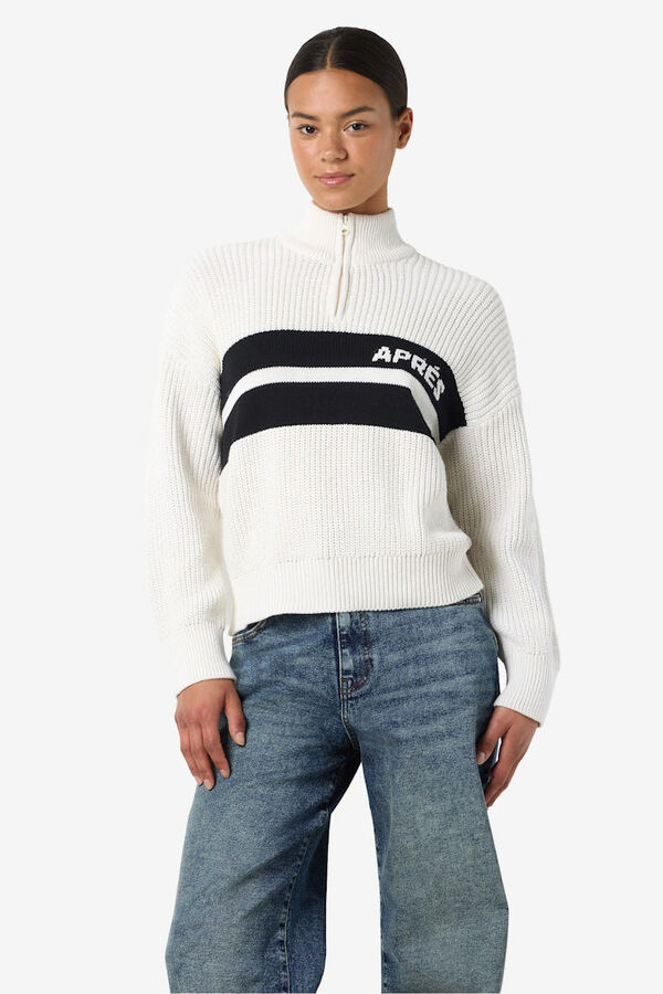 Noisy May Fecho-&eacute;clair bordado de gola alta branco