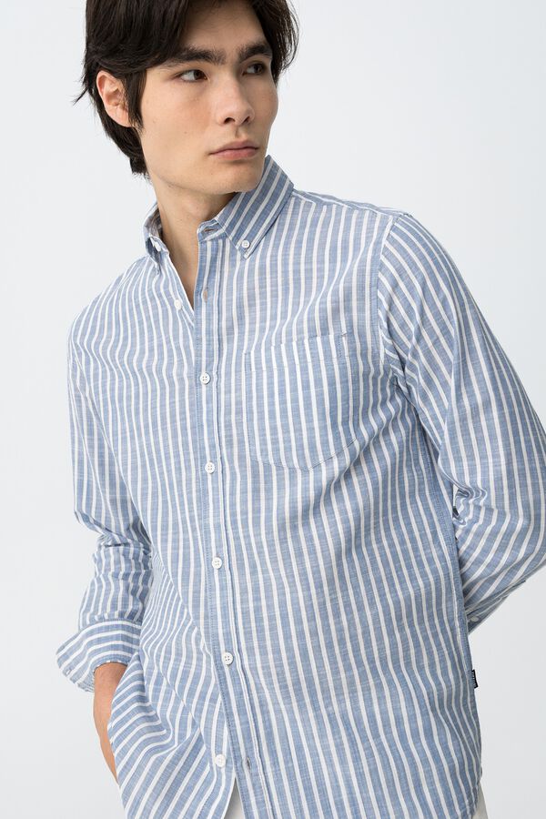Tiffosi Camisa riscas branca azul
