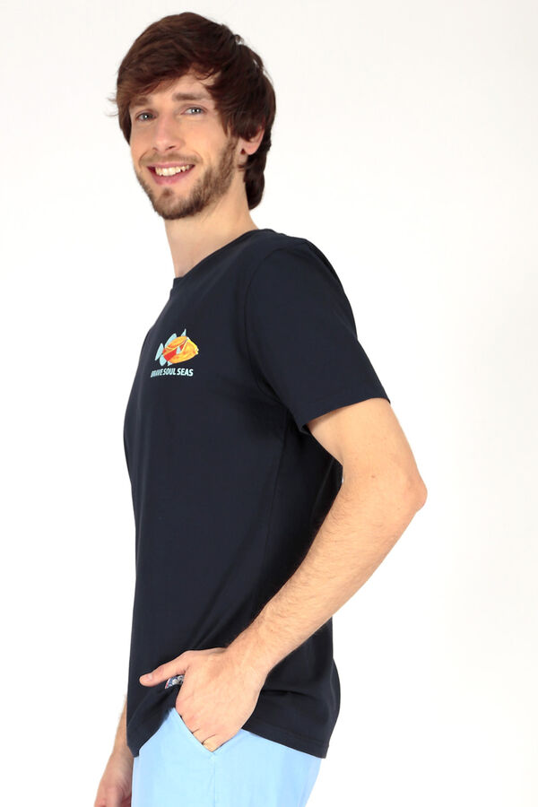 Brave Soul Camiseta estampada en espalda azul