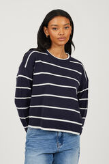 Brave Soul Camisola de malha &agrave;s riscas azul