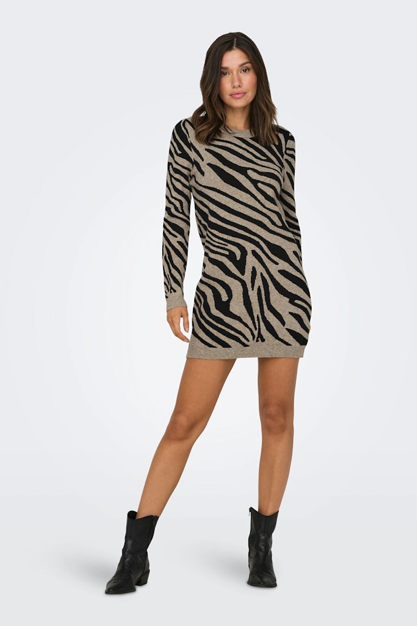 Only Vestido curto de malha com estampa animal