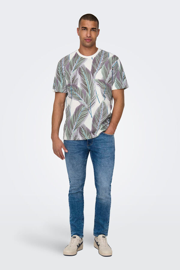 Only & Sons Camisola com estampado de folhas branco