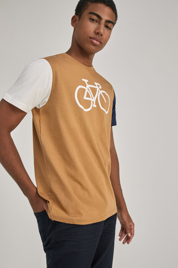 Springfield Camiseta block color bici tostado