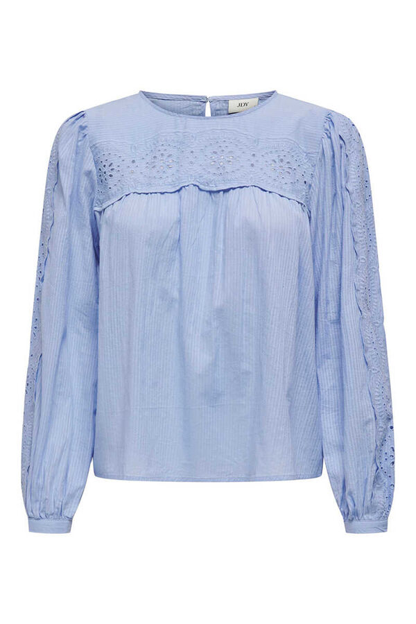 JDY Blusa manga comprido renda azul