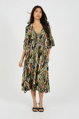 Brave Soul Vestido estampado de manga francesa blanco