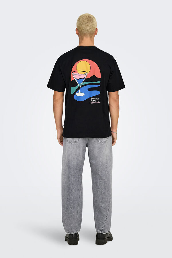 Only & Sons Herren-T-Shirt mit entspannter Passform. 100 % Bio-Baumwolle. preto