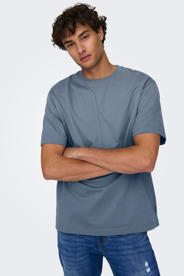 Only & Sons T-shirt manga curta corte folgado azul