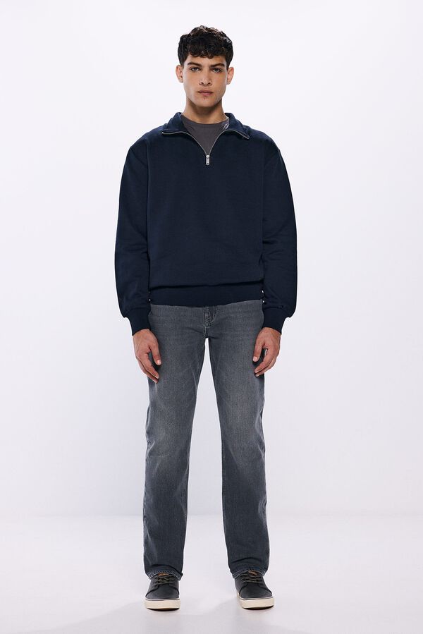 Springfield Sudadera b&aacute;sica cuello camionero azul