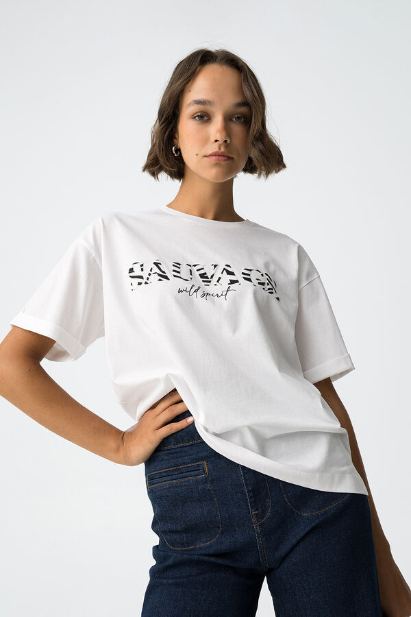 Tiffosi Camiseta Relaxed con Estampado de Cebra blanco