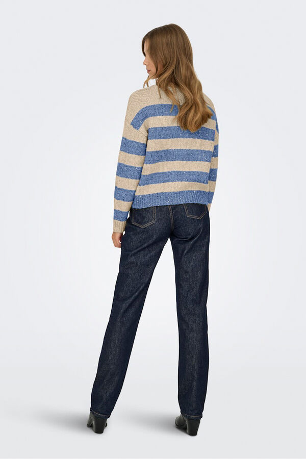 Only Jersey de rayas y lentejuelas azul