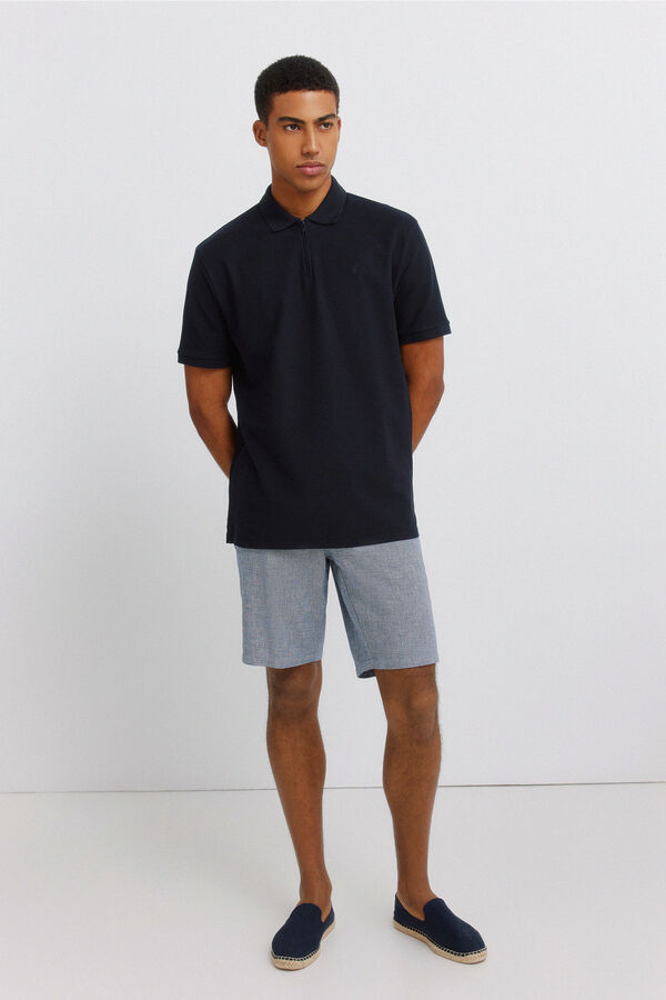 Springfield Bernuda dobby lino comfort fit azul
