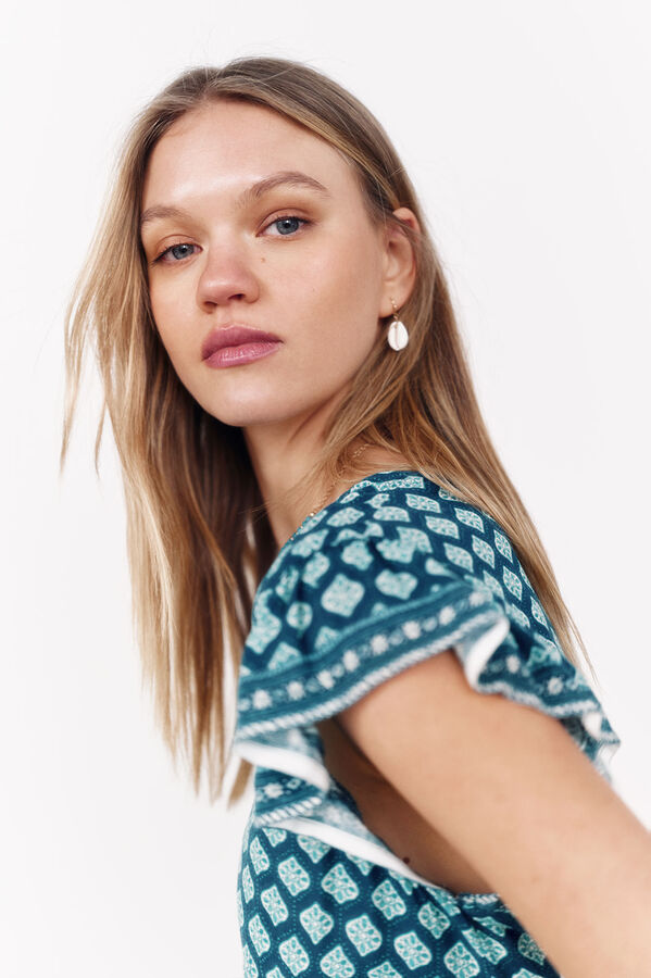 La Vecina Rubia Vestido curto estampado azul