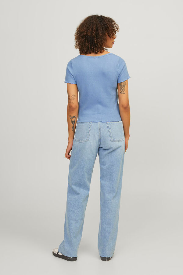 Jack & Jones Top rib con botones azul