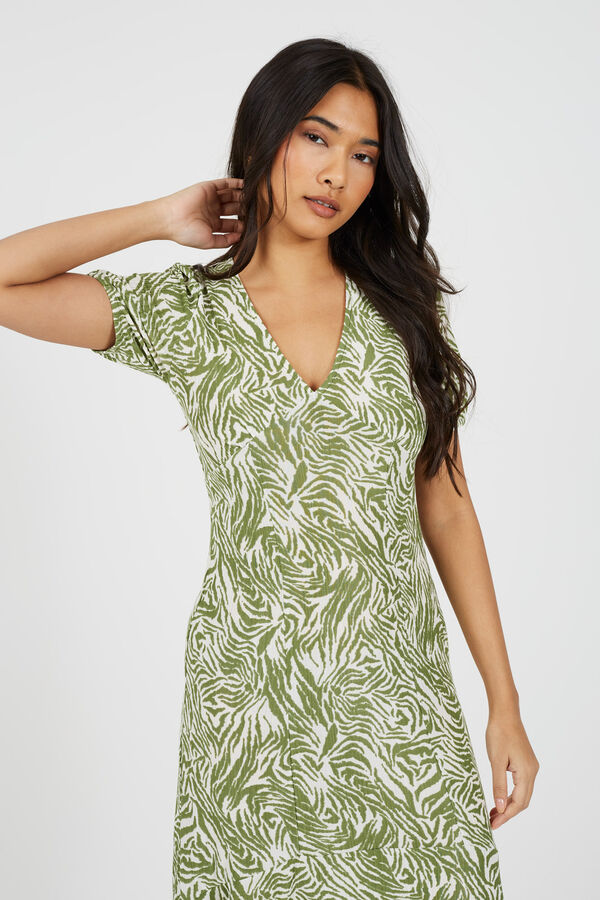 Brave Soul Vestido estampado de manga curta verde