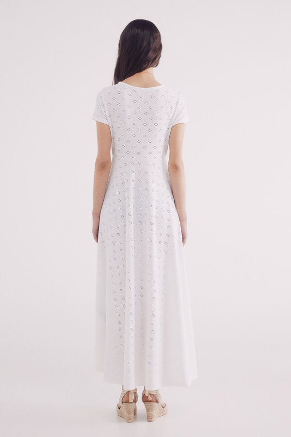 Springfield Vestido midi branco com bordado suíço branco