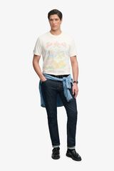Superdry T-shirt de manga curta com estampado japon&ecirc;s na frente bege