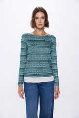 Springfield Camiseta com borda combinada verde