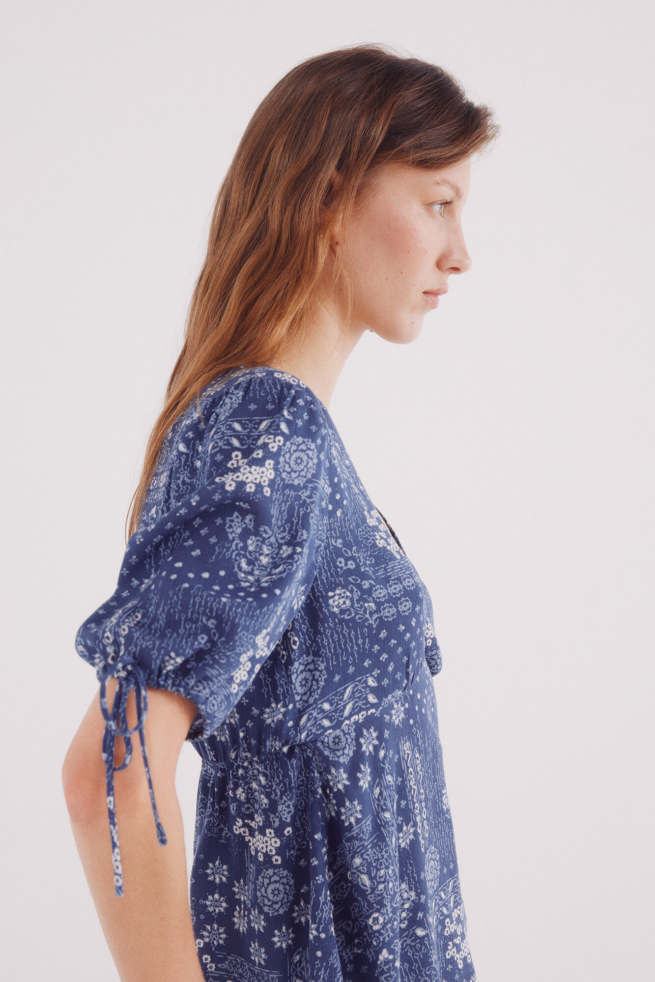 Springfield Blusa lazos mangas estampada