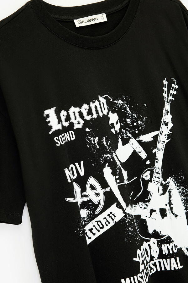 Koton T-shirt oversize de manga curta preto