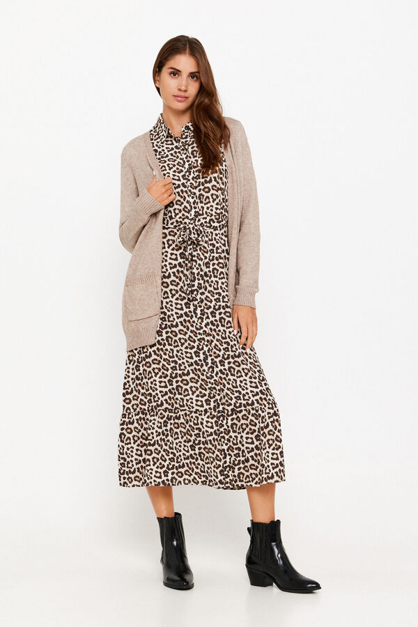 Only vestido de camisa curta castanho